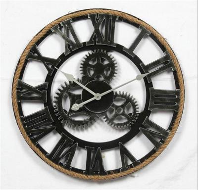 China Home Wall Clock Roman Numerals For Home Decoration Metal Gear Vintage Decoration for sale