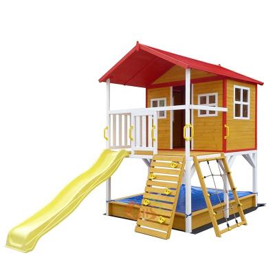 China Eco-Friendly Kids Teenager Two Custom Wooden 2 Stage Children's Play House Cubbyhouse Single Wooden Train Playhouse for sale