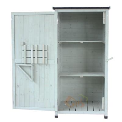 China Easily Assembled Solid Wood Outdoor Garden Vertical 3 Shelves Garden Shed Tool Storage Shed With Slope Roof Lockable Single Door for sale