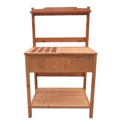 China Modern Wood Garden Flower Green Workstation Planting Table Lattice Potting Bench for sale