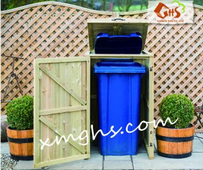 China Sustainable wooden single chest wheelie garden bin store for sale