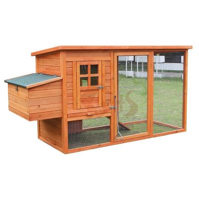 China Cheap Breathable Wooden Retangle Shape In 200*80*100cm Small Cedar P655 Metal And Asphalt Roof Chicken Cage Red Green Gold Small Laying Box for sale