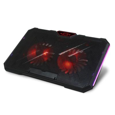 China 2 PORTS USB +speed controller NUOXI 2 controller fan RGB cooling pad adjustable cooler laptop notebook size stand for sale