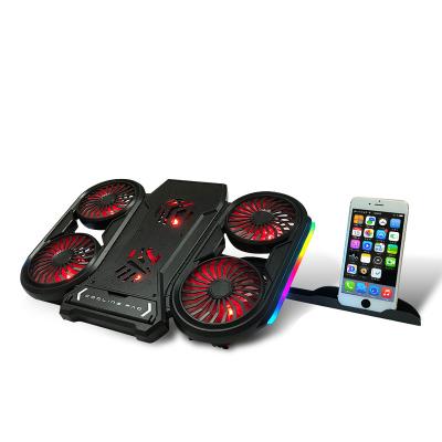 China 2 NUOXI Six PORTS USB +speed Controller Fan RGB Fan RGB Gaming Notebook Adjustable Cooler Stand Cooling Pad for sale