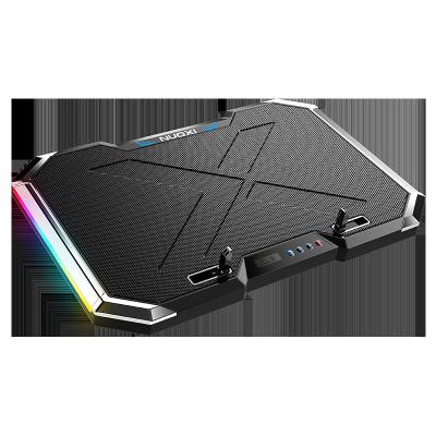 China 2 PORTS USB +speed Fans Adjustable Foldable Portable Laptop Notebook Cooler Controller NUOXI 5 RGB Computer Cooling Pad for sale