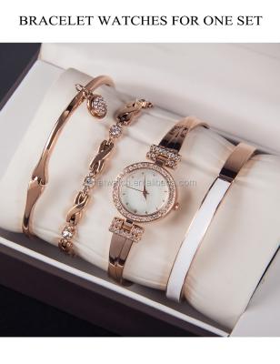 China Non-Specific Luxury Women Rose Gold Plated Watch and Bracelet Set Perfect Gift for Lady for sale