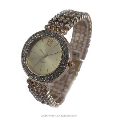 China New Design Water Resistant Lady Rose Gold Watch With Many Stones for sale