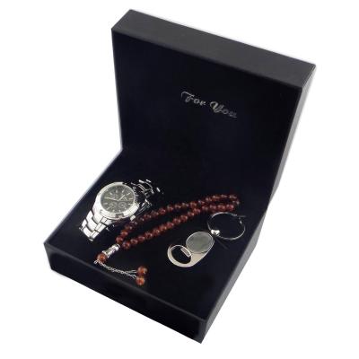 China Exquisite Fashion High Quality Day/Date Men Watch Clock With Beads Bracelet Pendant Cufflinks Pen Key Chain Gift Set for sale