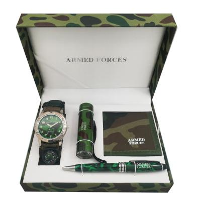 China Luxury Nylon Water Resistant Armed Forces Man Watch + Wallet Watch + New Style Sport Army Set Pen + Torch Gift Set for sale