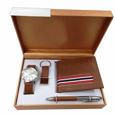 China Luxury Chronograph Promotion Father's Day OEM Customized Logo Mens Watch Gift Set Valentine's Day Watch With Wallet Sunglass Belt Gift Set for sale