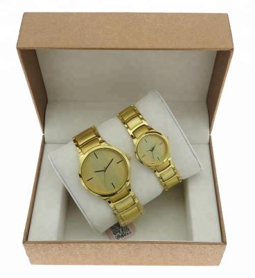 China Fashion Simple New Fashion Business Classic Couple Gold Stripe Couples Lovers Watch for sale