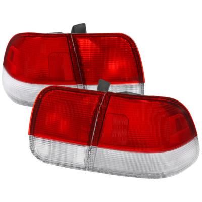 China 1996-1998 FOR Honda Civic Sedan Tail Lights With Bulbs (Chrome Housing / Red Clear Lens) 120*100*180 mm for sale