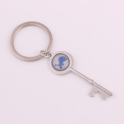 China Metal Silver Plated NFL Detroit Lions Key Shape Souvenir Key Chain for sale