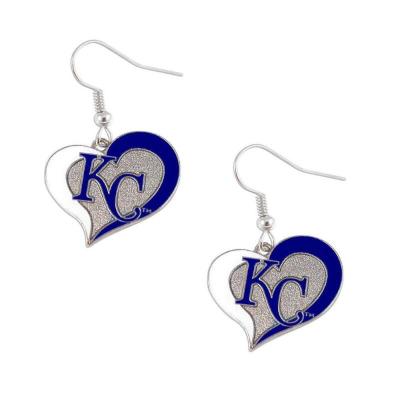 China MLB MLB Kansas City Royals Championship Silver Plated Heart Shaped Stud Earrings for sale