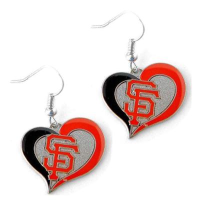 China MLB MLB San Francisco Giants Championship Silver Plated Heart Shaped Stud Earrings for sale