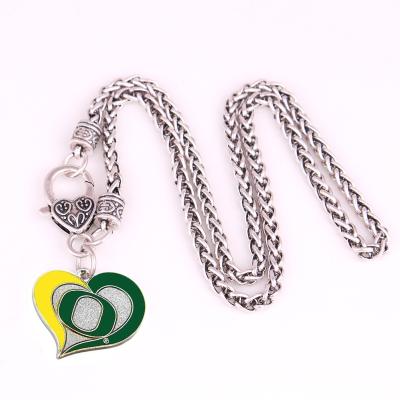 China NCAA Oregon Ducks Championship Silver Plated Heart Shaped Necklace for sale