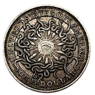 China Europe Antique Copper Commemorative Old Copper Footprint Coin Collection Serpent's Eye Dollar Old One Coin for sale