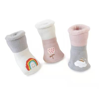 China New 0-1-3-5 Years Winter Breathable Plus Thick Tube Baby High Velvet Cartoon Warm Baby Socks for sale