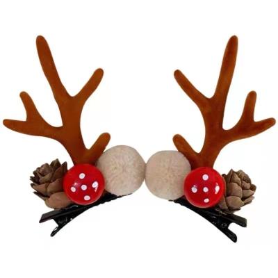 China Japan and Original Korean Style Korean Style Antlers Manual Cute Hairpins Flower Deer Ear Horn Christmas Hair Clip Hair Ties for sale