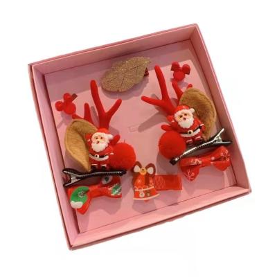 China ENGLAND STYLE Christmas Hair Decoration Gift Box Set Christmas Antlers Lovely Snowman Rope Girl Elks Hair Clip Headwear Headwear for sale