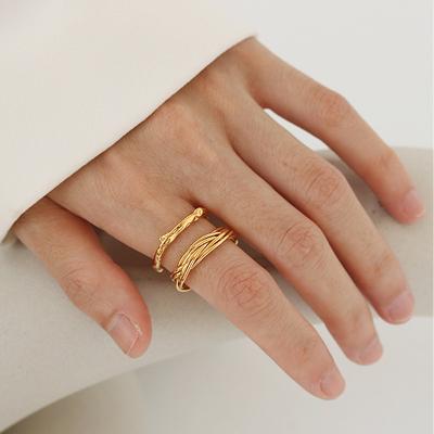 China Durable Classic Design Gold Plated Rings Jewelry Adjustable Twist Opening Ring For Women for sale