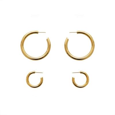 China Durable Dainty Retro women earrings hoops with open loop gold plated hoop earrings for sale