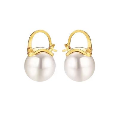 China Durable Hot Sale Gold Plated Pearl Earrings Baroque Pearl Ladies Pearl Earring for sale