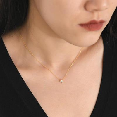 China Fashion Durable Shiny Gold Plated Crystal Zircon Pendant Necklace in Titanium Steel For Women Jewelry for sale