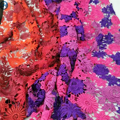 China New Style Breathable High Quality Floral Colorful Cloth Heavy Work Sale Eyelet Eyelace Dress Style Embroidery Breathable Embroidery for sale