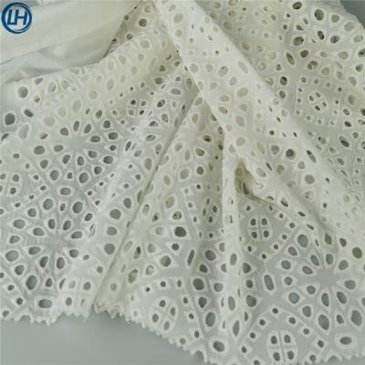 China Breathable high quality hot sale floral geometric design rolled edge eyelet eyelace hollow out design cotton embriooidery fabric for sale