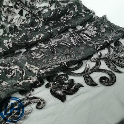 China New Style Breathable Shiny Sequins Fabric Geometric Embroidery Lace Fabric For Dresses for sale