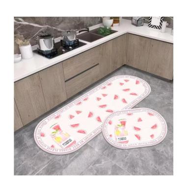 China 3d Carpet 2pcs Kitchen Mats And Covers Washable Waterproof Non-slip Bath And Kitchen Rug Covers for sale