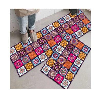 China Washable Wholesale 2 Pieces Anti-slip Custom Printed Rug Area Rug For Kitchen Kitchen Waterproof Soft Mat for sale