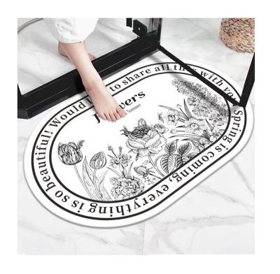 China Washable Water Absorbent Cover Rubber Bathroom Door Non Slip Mats Diatom Mud Floor Mat for sale