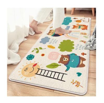 China Cute Animal Printed Soft Play Mat Crawling Carpets Baby Kids Room Playmat Polyester Kids Washable Room Blankets Wholesale for sale