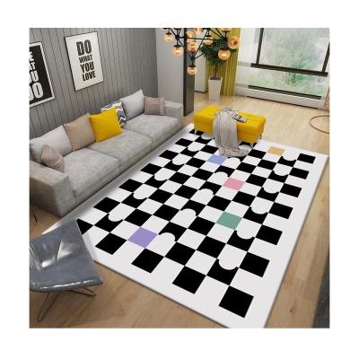 China Grid Design 3d Print Washable Blanket Non Slip Washable 100% Polyester Area Rugs for sale