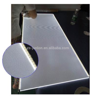 China zhongshan junlong display factory silk printed acrylic led light guide PMMA panel edge-lit lgp for ceiling decoration customized shape for sale