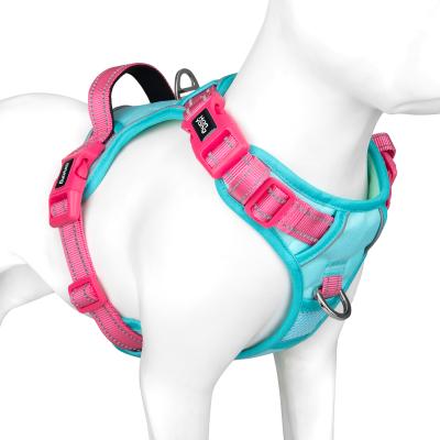 China Amazon No-Pull Padded Pet Harness For Dog With 2 Leash Clips Adjustable Pet Oxford Soft Reflective Vest for sale