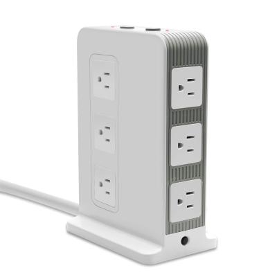 China With Surge Protector 1000J USA Socket Power Tower Plug 2usb 4usb Modern Design White Individually Switched Extension Advance Surge Protector for sale