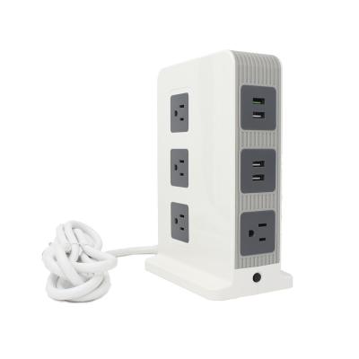 China With Surge Protector 1000J USA 4USB Plug Ports Power Tower Plug Socket Power Strip Extension Socket With Surge Protector Overload Protector for sale