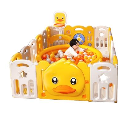 China New Modern Hot Selling Children's Play Indoor Entertainment, Toddler Small Foldable Yellow Duck Safety Crawling Guardrail for sale