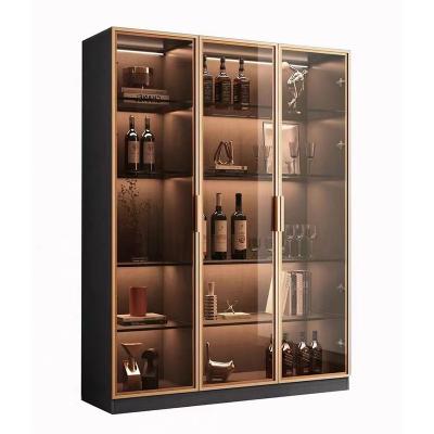 China No Deformation Hotel Furniture Cube Metal Wine Cabinet High End Display Cabinet With Ambient Light for sale