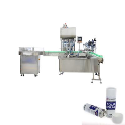 China Automatic Spray Beverage Cosmetic Spray Aerosol Filling Machine Line Cans Filling for sale