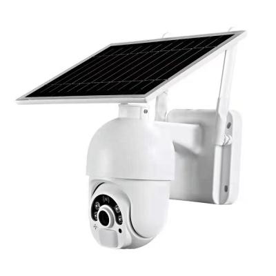 China Tuya APP remote monitoring rechargeable battery solar panel cctv camera 360 degree ptz camera wireless outdoor built-in dome wifi solar siren camera for sale