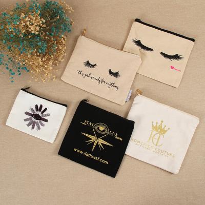 China Reusable Eco-Friendly Organic Cotton Canvas Travel Cosmetic Makeup Bag Custom Pouch for sale