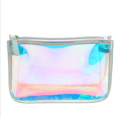 China Eco - Friendly Transparent Laser Hologram PVC Bag Cross - Body Travel Makeup Cosmetic Bag for sale