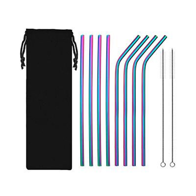 China Short Stocked Metal Straws With Customized Logo Reusable 8 Straws Set In Pocket for sale