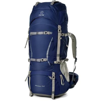 China New Design Waterproof Backpack Well-designed 70L Blue Mountain Backpack Bags Outdoor Traveling Waterproof Hiking Backpack for sale