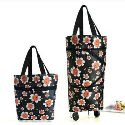 China Eco-friendly Reusable Folding Cart Bags Folding Shopping Bag With Wheels Shopping Cart Shopping Grocery Trolley Foldable Reusable Bag On Wheels for sale