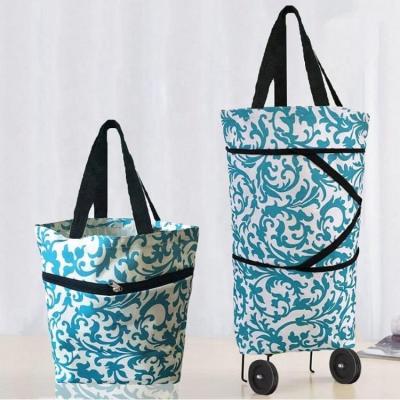 China Fashion Oxford Cloth Folding Shopping Trolley Bag Durable Unisex Wholesale Reusable Eco-Friendly Luggage Waterproof Bag For Marketing for sale